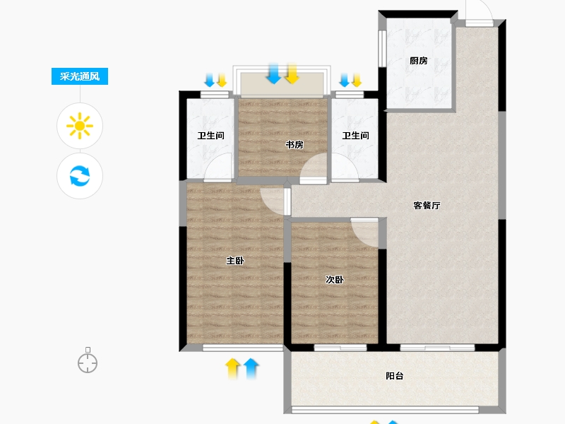 安徽省-芜湖市-万华·南湖春晓-102.00-户型库-采光通风