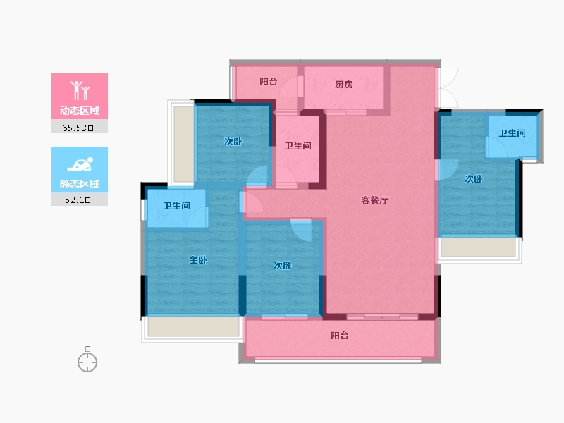 贵州省-毕节市-同舟公园豪苑-104.05-户型库-动静分区