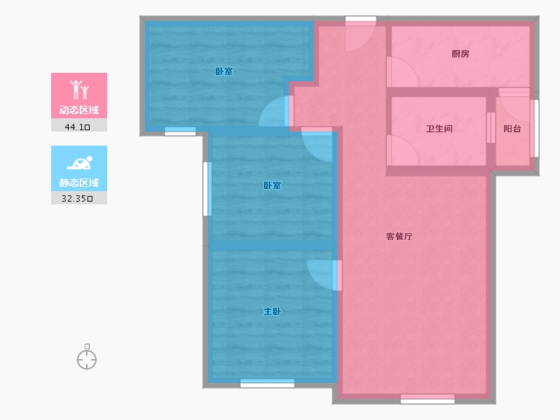 河北省-保定市-城建·紫煜臻城臻园-66.91-户型库-动静分区