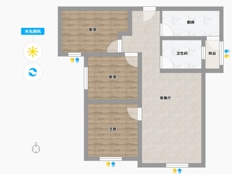 河北省-保定市-城建·紫煜臻城臻园-66.91-户型库-采光通风