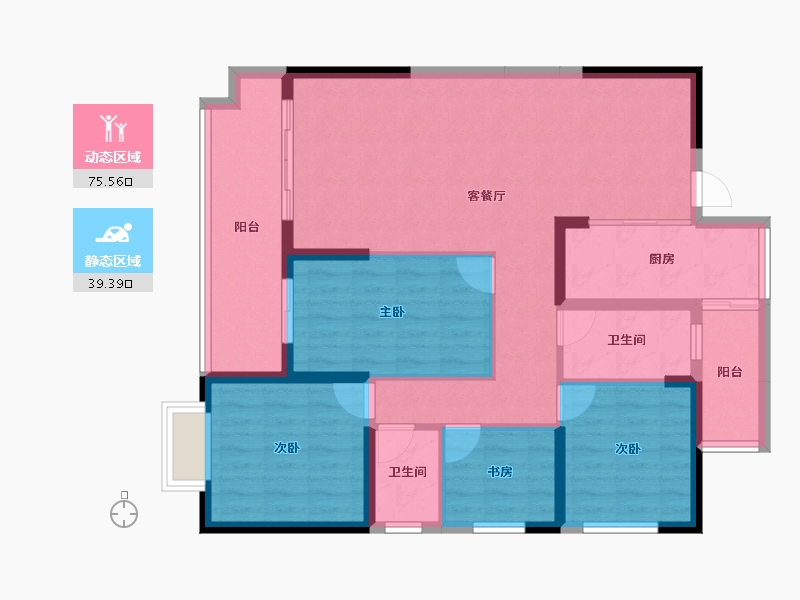 湖南省-衡阳市-三和来雁1号-103.04-户型库-动静分区