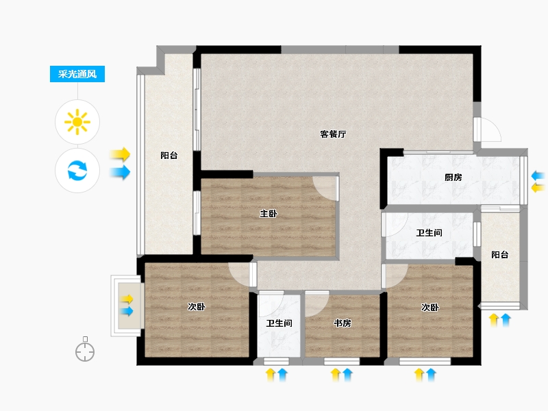 湖南省-衡阳市-三和来雁1号-103.04-户型库-采光通风