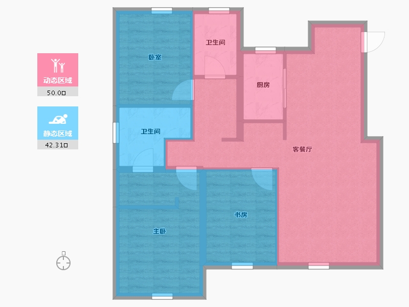 内蒙古自治区-呼和浩特市-紫云锦都-82.77-户型库-动静分区