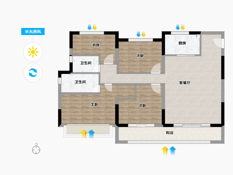 安徽省-阜阳市-华鸿鸿樾府-96.00-户型库-采光通风