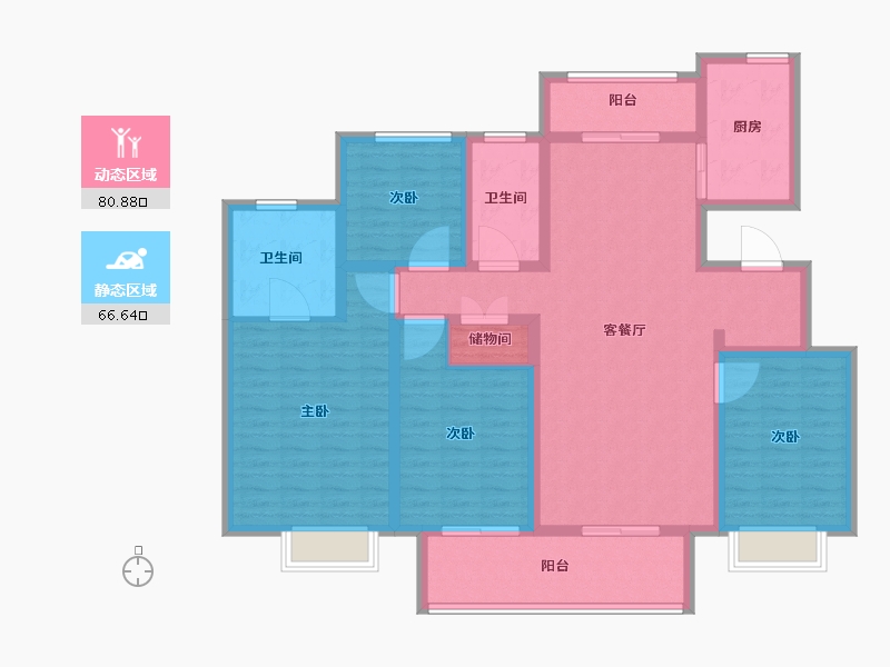 安徽省-阜阳市-太和绿城明月江南-132.00-户型库-动静分区