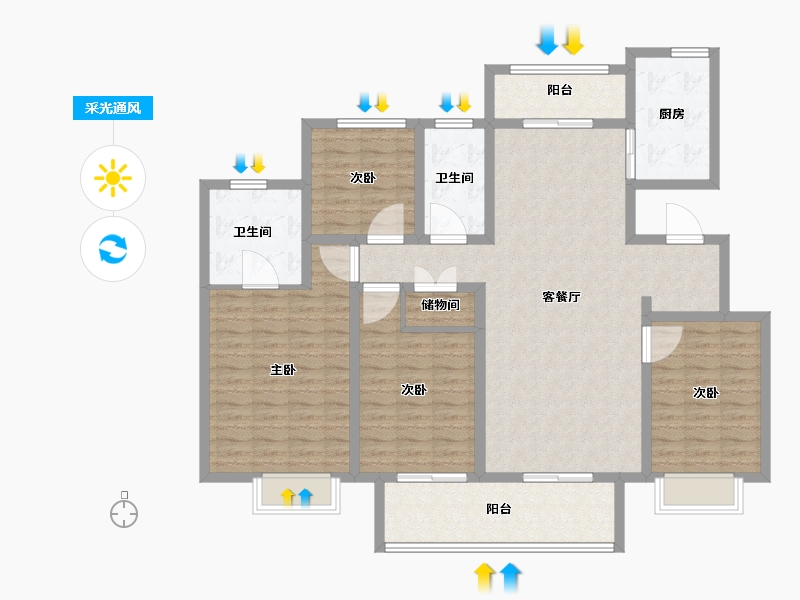 安徽省-阜阳市-太和绿城明月江南-132.00-户型库-采光通风