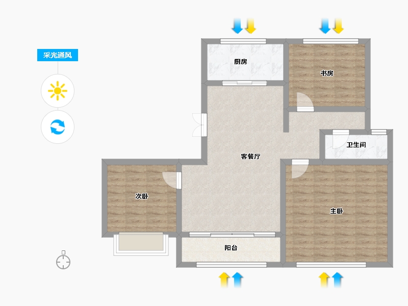 山东省-烟台市-居佳领海-91.72-户型库-采光通风