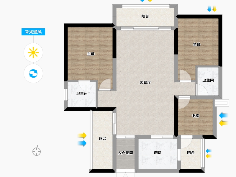 四川省-资阳市-博邦紫韵东城-88.99-户型库-采光通风