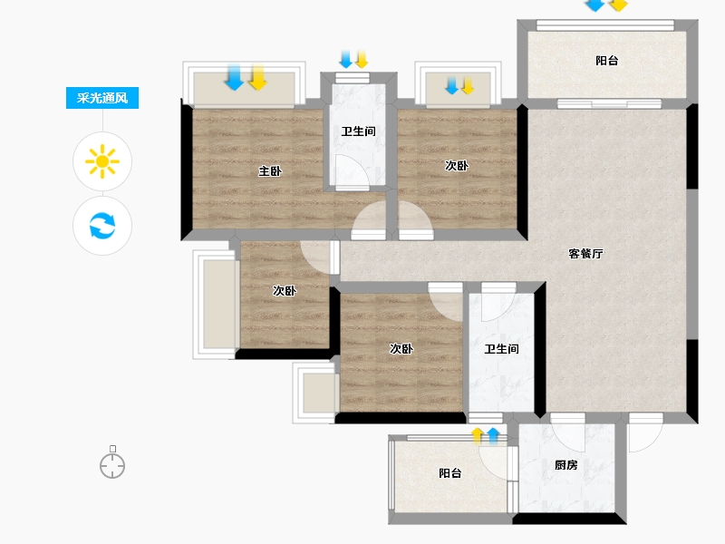 四川省-资阳市-博邦紫韵东城-82.63-户型库-采光通风