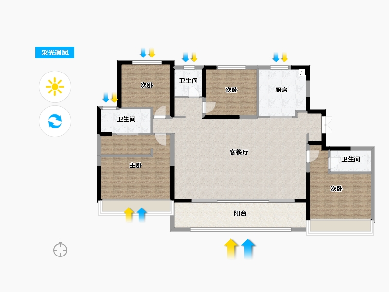 江苏省-苏州市-国泰云栖-150.00-户型库-采光通风