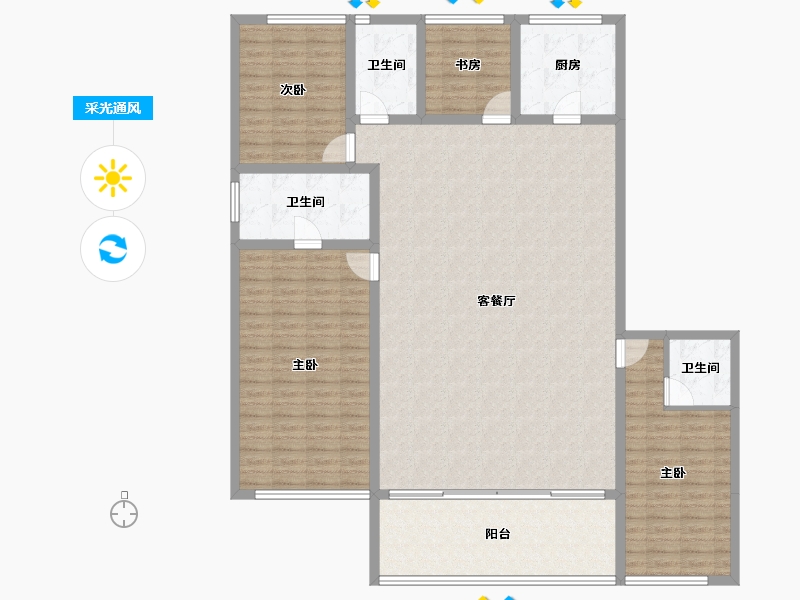 浙江省-宁波市-绿城春熙潮鸣-166.66-户型库-采光通风