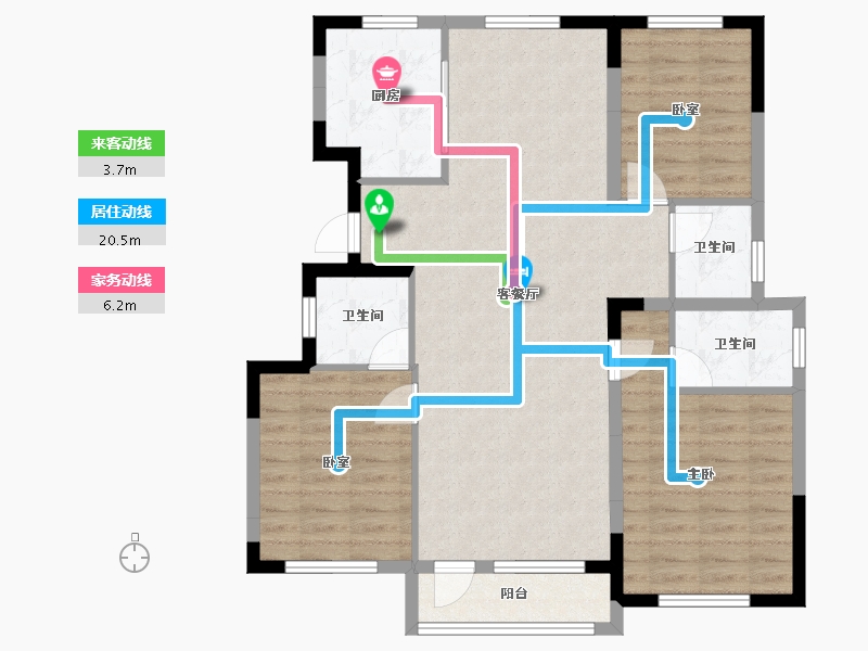 吉林省-吉林市-泊逸·天玺甲第-95.43-户型库-动静线