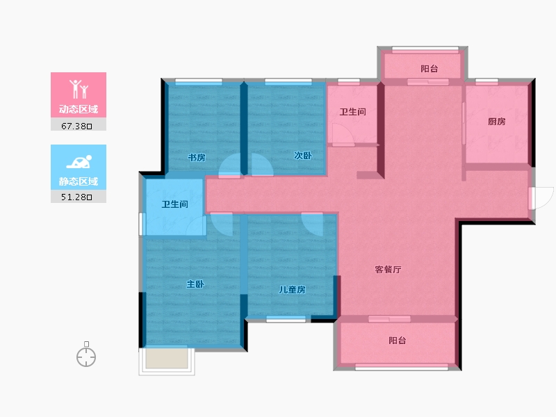 湖南省-长沙市-中建·璟和城-105.86-户型库-动静分区