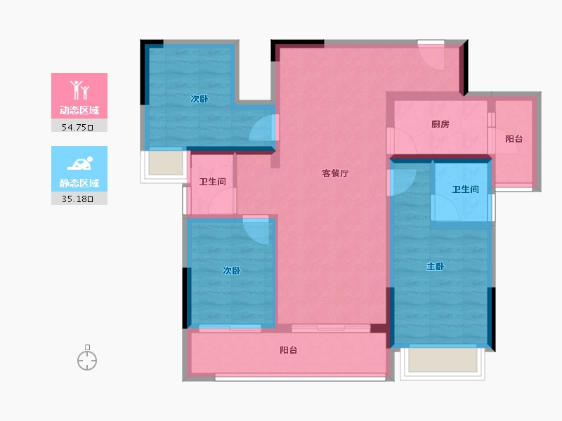 重庆-重庆市-北京城建龙樾生态城-79.11-户型库-动静分区