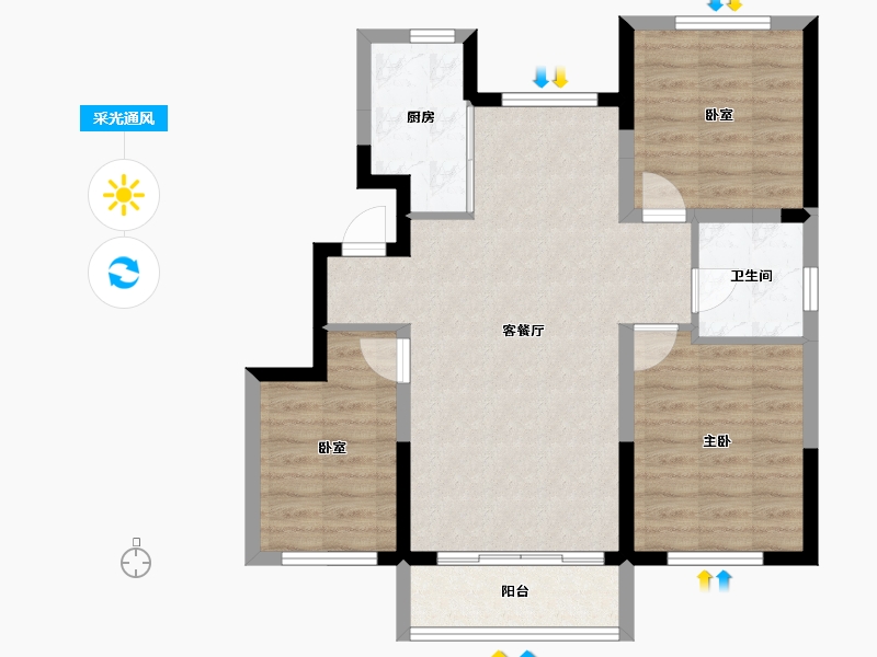 吉林省-吉林市-泊逸·天玺甲第-76.51-户型库-采光通风