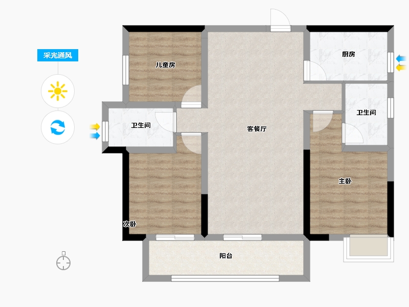 湖南省-长沙市-中建·璟和城-86.01-户型库-采光通风