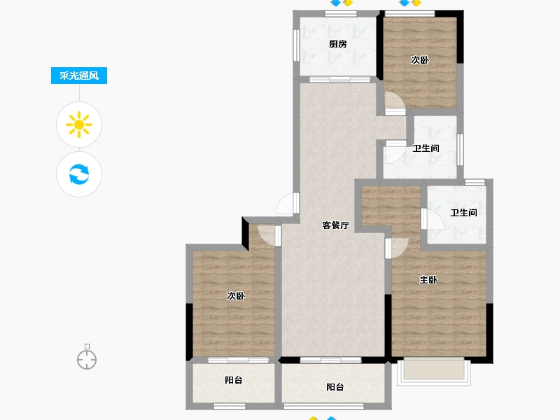 安徽省-池州市-安东盛禧嘉园-106.87-户型库-采光通风