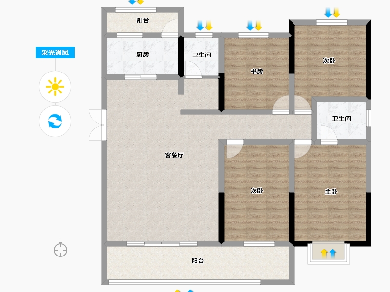 安徽省-池州市-滨江时代广场-128.00-户型库-采光通风