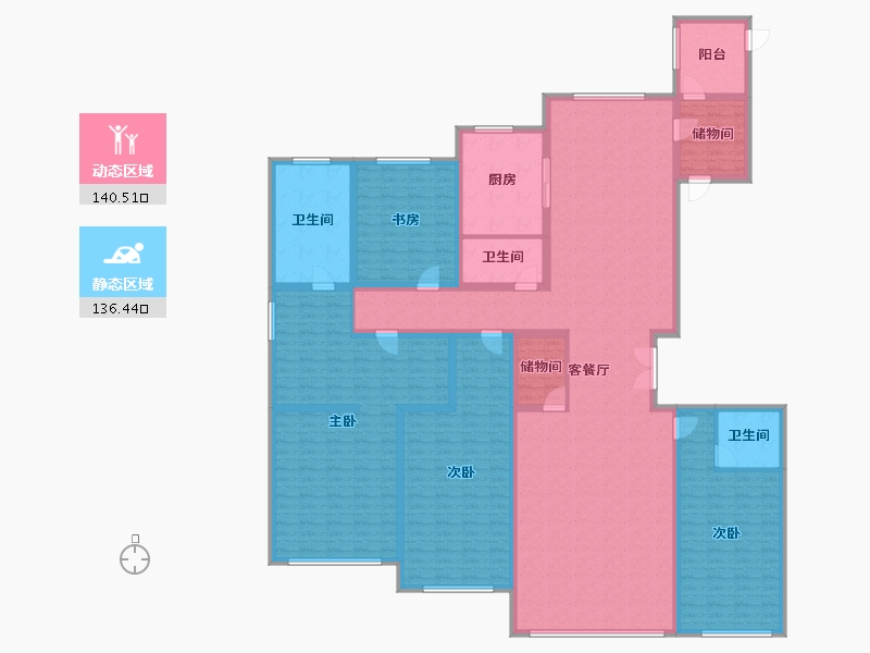 河北省-保定市-中翔兰溪九章-252.29-户型库-动静分区