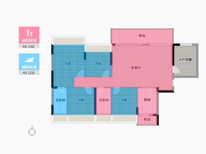 贵州省-毕节市-吉盛登科悦府-115.84-户型库-动静分区