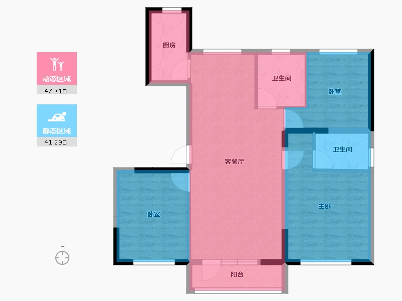 吉林省-吉林市-泊逸·天玺甲第-78.98-户型库-动静分区