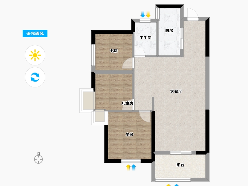 湖南省-长沙市-中建·璟和城-72.07-户型库-采光通风