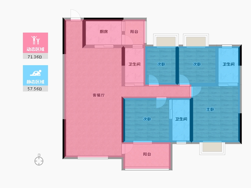 广东省-江门市-松鹤国际新城-113.87-户型库-动静分区