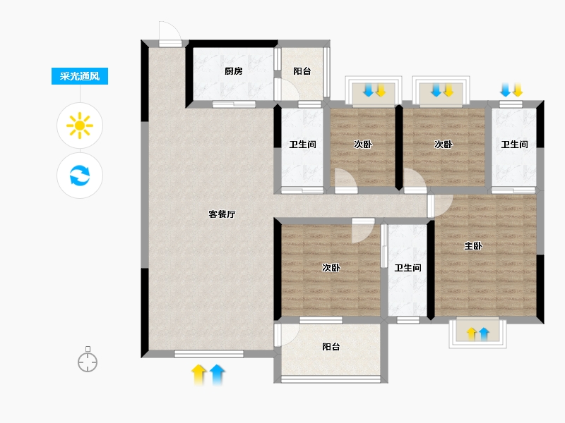 广东省-江门市-松鹤国际新城-113.87-户型库-采光通风