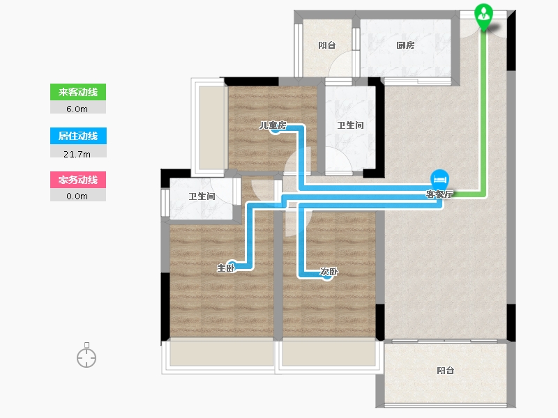 贵州省-毕节市-雍台锦园-80.33-户型库-动静线