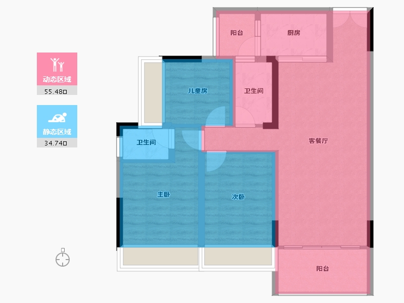 贵州省-毕节市-雍台锦园-80.33-户型库-动静分区