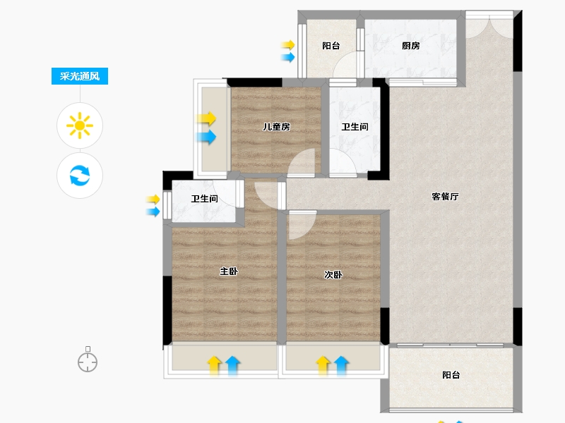 贵州省-毕节市-雍台锦园-80.33-户型库-采光通风