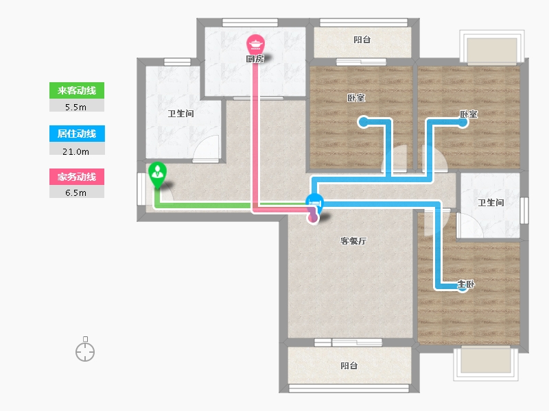 湖北省-咸宁市-弘鼎花园-86.99-户型库-动静线