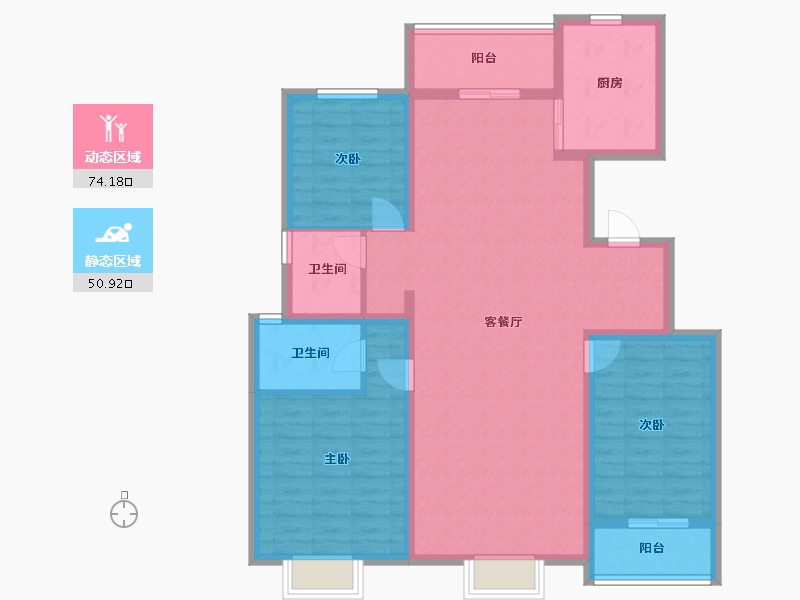 新疆维吾尔自治区-乌鲁木齐市-铭悦朗庭-112.44-户型库-动静分区