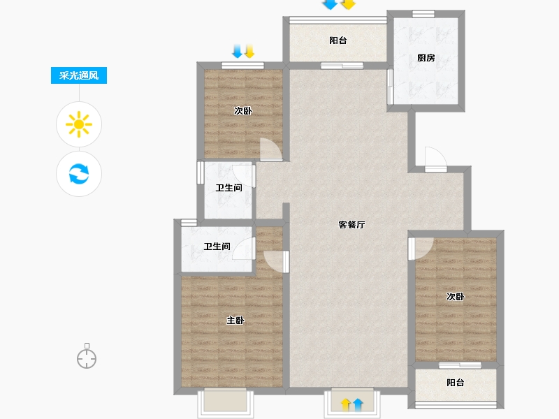 新疆维吾尔自治区-乌鲁木齐市-铭悦朗庭-112.44-户型库-采光通风