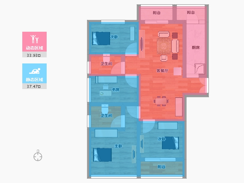 云南省-大理白族自治州-万花春天-60.36-户型库-动静分区