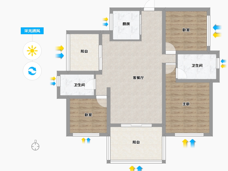 四川省-绵阳市-三汇四季公园-91.40-户型库-采光通风