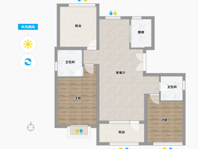 吉林省-吉林市-盈胜春晓-86.09-户型库-采光通风