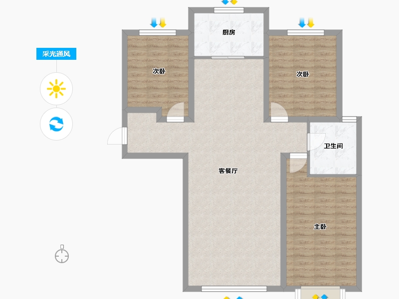 新疆维吾尔自治区-乌鲁木齐市-万田海棠花园-97.94-户型库-采光通风