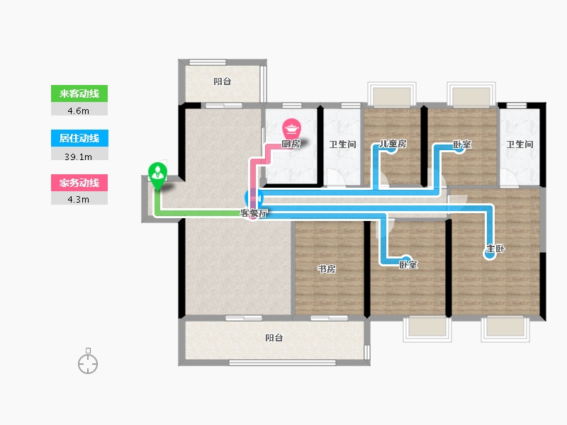 湖南省-长沙市-大汉汉府-132.65-户型库-动静线