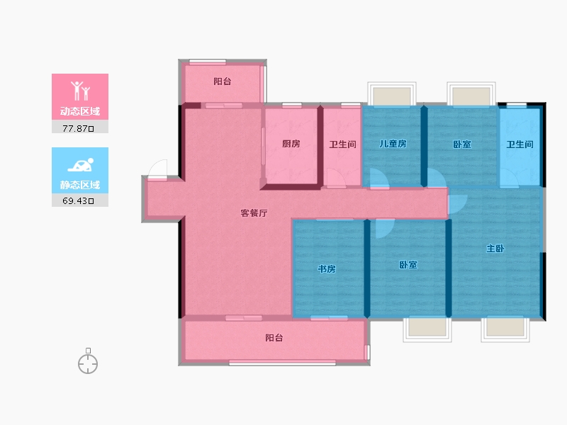 湖南省-长沙市-大汉汉府-132.65-户型库-动静分区