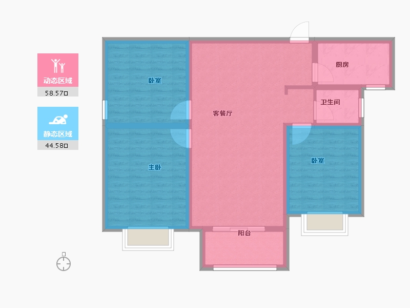 陕西省-宝鸡市-锦华世纪苑-92.80-户型库-动静分区