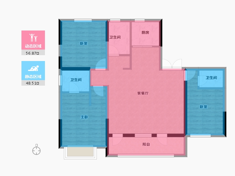 吉林省-吉林市-泊逸·天玺甲第-94.23-户型库-动静分区