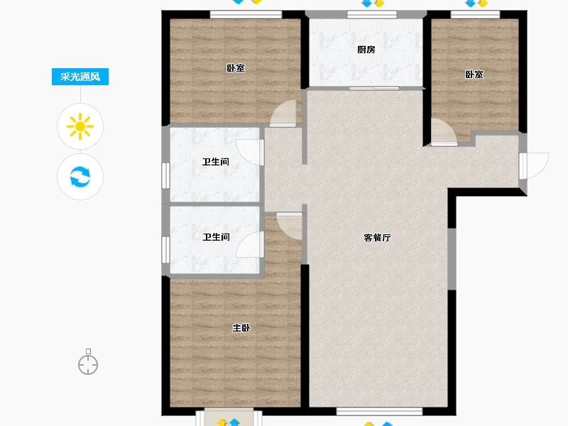 内蒙古自治区-包头市-包头恒大学府-104.80-户型库-采光通风