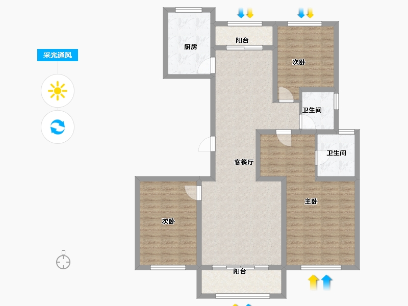 河南省-安阳市-宏达梦想城-113.87-户型库-采光通风