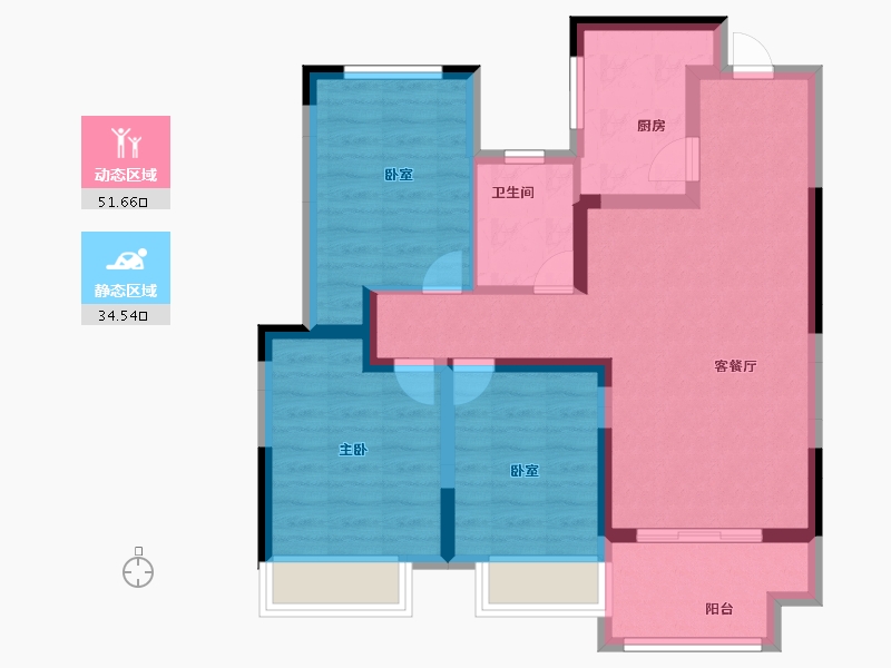 安徽省-淮北市-中房·翡翠岛-76.02-户型库-动静分区