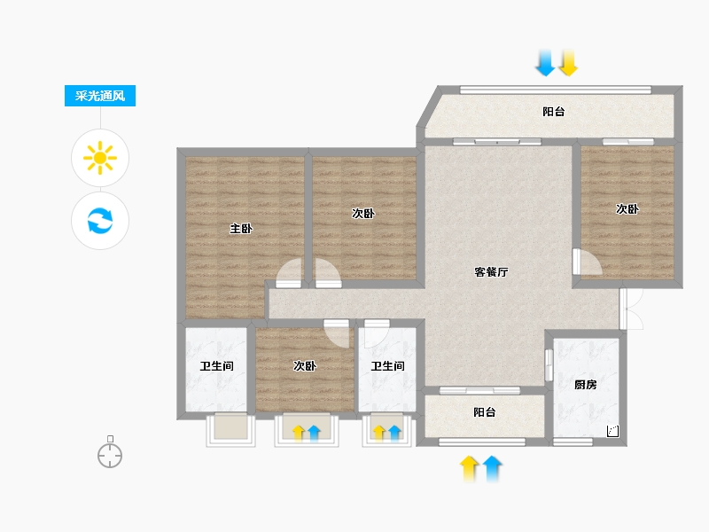 重庆-重庆市-华侨城云麓台-121.61-户型库-采光通风