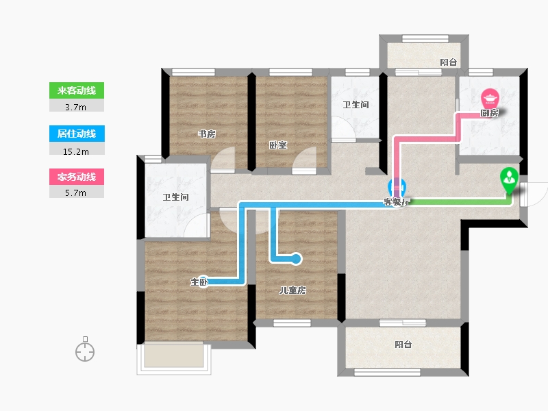 湖南省-长沙市-中建·璟和城-91.75-户型库-动静线