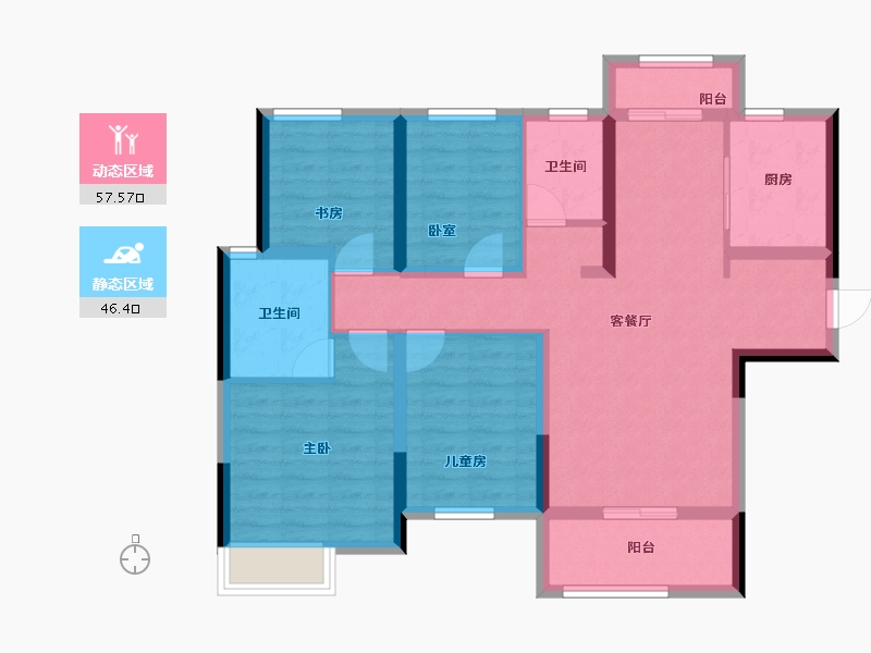 湖南省-长沙市-中建·璟和城-91.75-户型库-动静分区