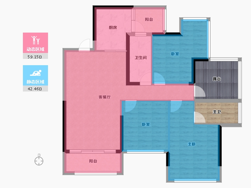 广西壮族自治区-来宾市-猎天·地王华府-103.87-户型库-动静分区