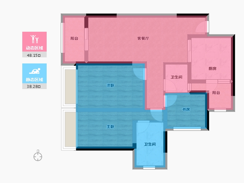 重庆-重庆市-北辰悦来壹号-75.20-户型库-动静分区